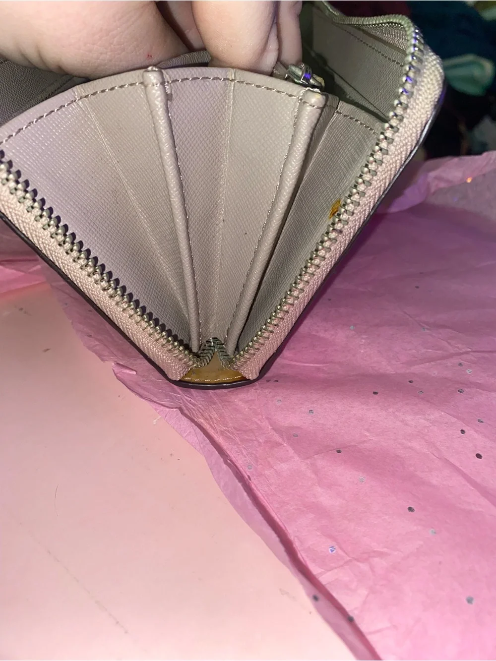 Coach Pebbled Signature Heart Wristlet in Beige